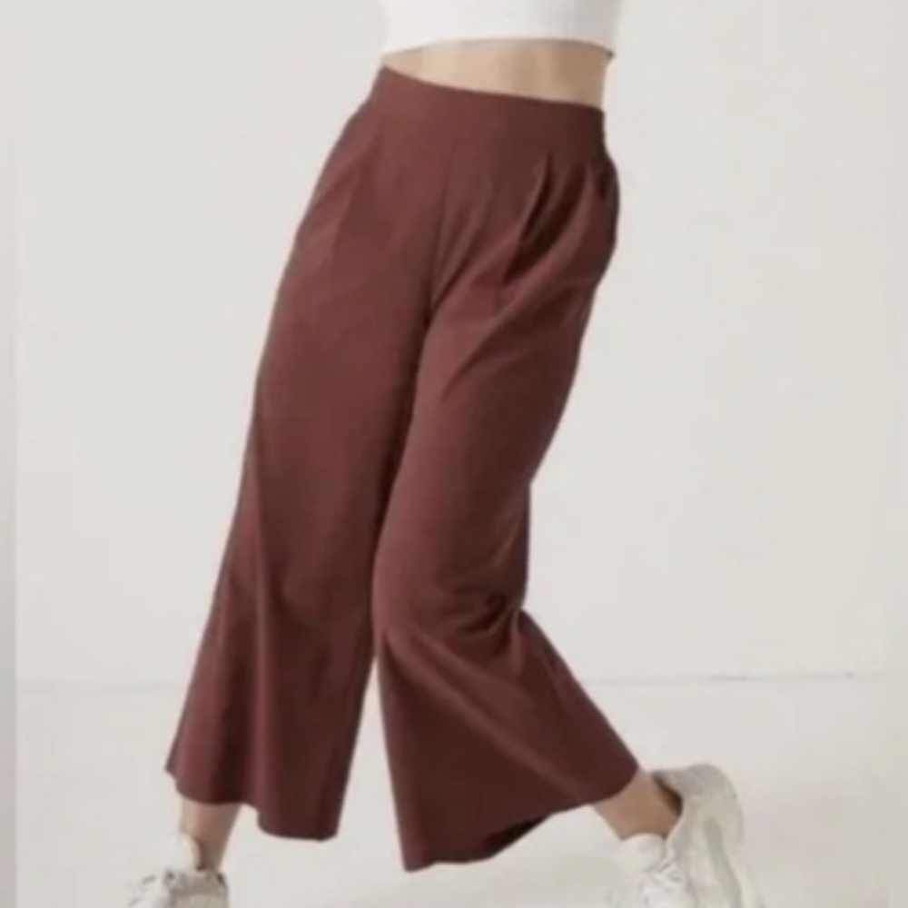 Athleta Brooklyn Wide-Leg Crop Pants Cognac EUC